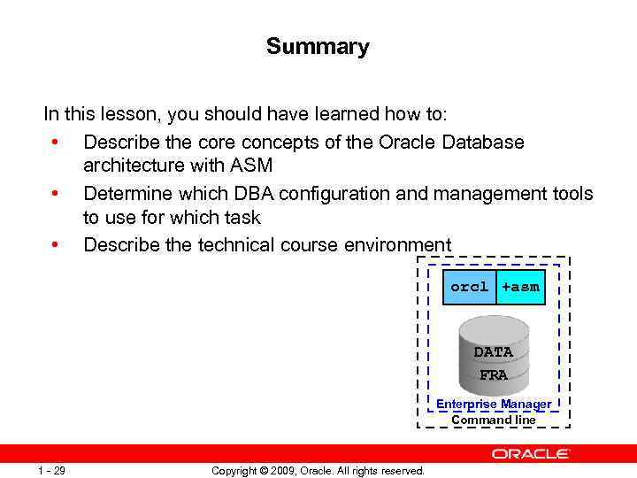 Summary In this lesson, you should have learned how to: • Describe the core