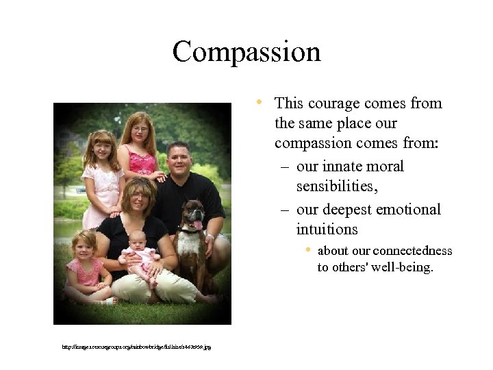 Compassion • This courage comes from the same place our compassion comes from: –