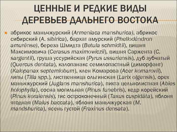 ЦЕННЫЕ И РЕДКИЕ ВИДЫ ДЕРЕВЬЕВ ДАЛЬНЕГО ВОСТОКА абрикос маньчжурский (Armeniaca manshurica), абрикос сибирский (A.