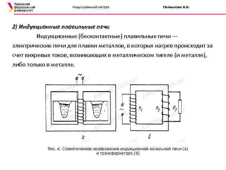 Индукционный нагрев Плешкова А. В. 2) Индукционные плавильные печи Индукционные (бесконтактные) плавильные печи —