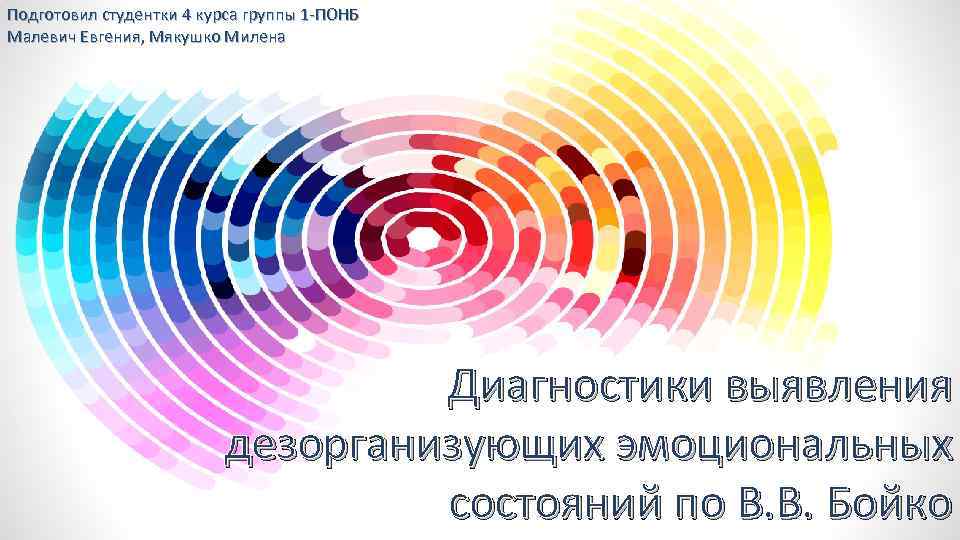Подготовил студентки 4 курса группы 1 -ПОНБ Малевич Евгения, Мякушко Милена Диагностики выявления дезорганизующих