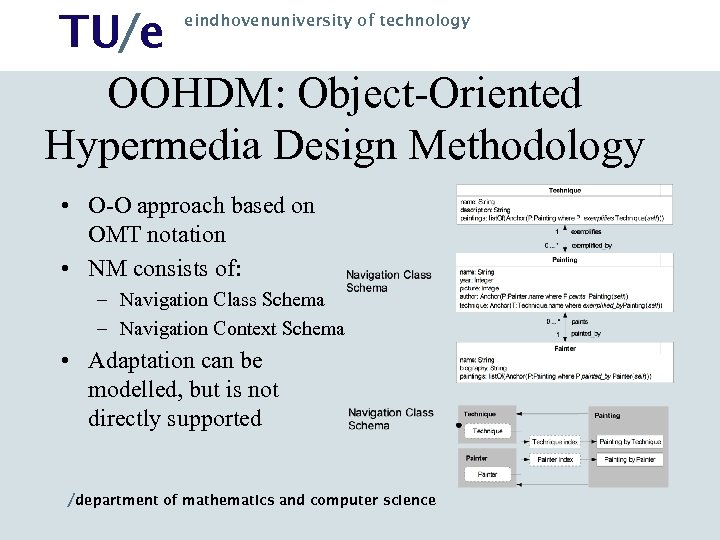 TU/e OOHDM: Object-Oriented Hypermedia Design Methodology eindhovenuniversity of technology • O-O approach based on