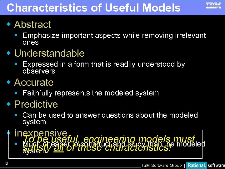 Characteristics of Useful Models w Abstract § Emphasize important aspects while removing irrelevant ones