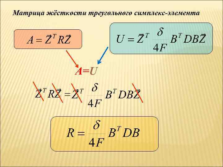 Матрица жёсткости треугольного симплекс-элемента A=U 