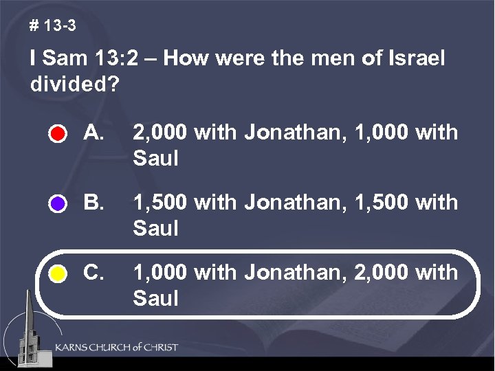 # 13 -3 I Sam 13: 2 – How were the men of Israel