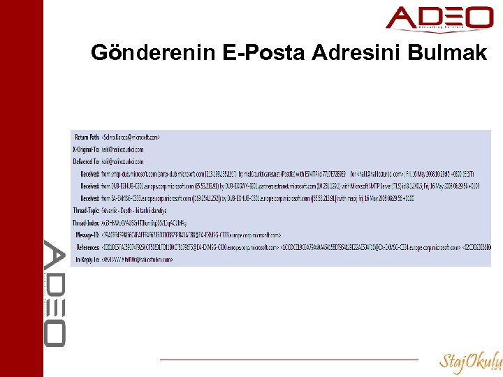 Gönderenin E-Posta Adresini Bulmak 