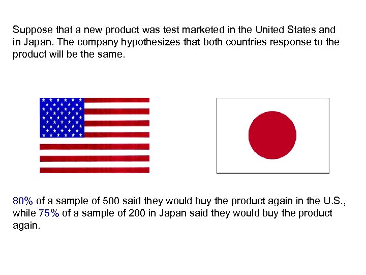 Suppose that a new product was test marketed in the United States and in