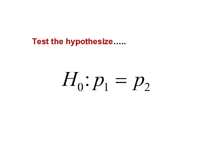 Test the hypothesize…. . 