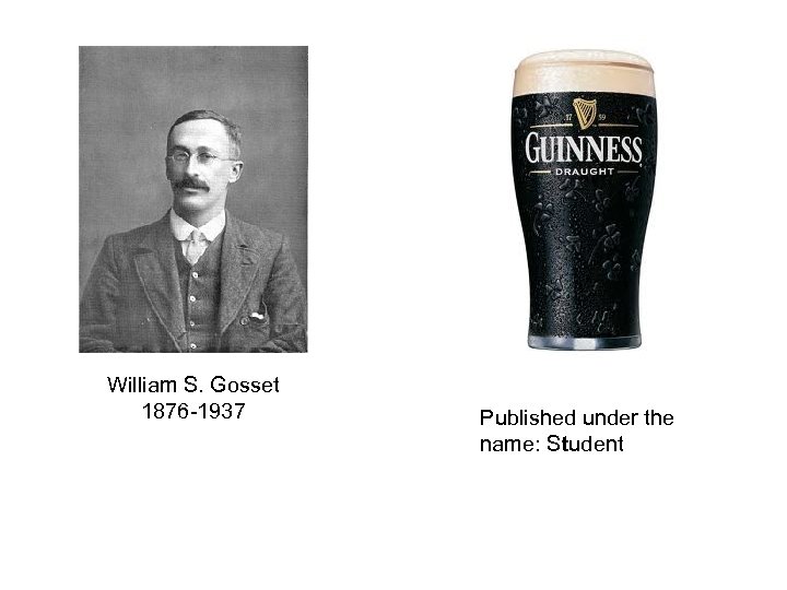 William S. Gosset 1876 -1937 Published under the name: Student 