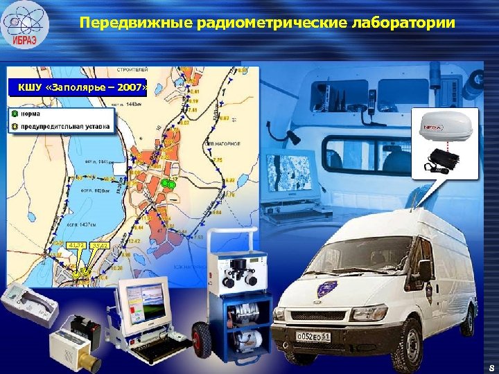Передвижные радиометрические лаборатории КШУ «Заполярье – 2007» 41, 32 35, 42 8 