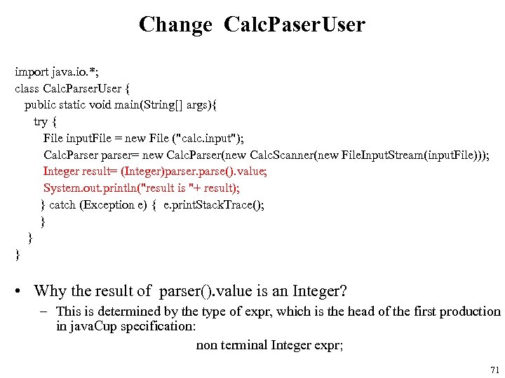 Change Calc. Paser. User import java. io. *; class Calc. Parser. User { public