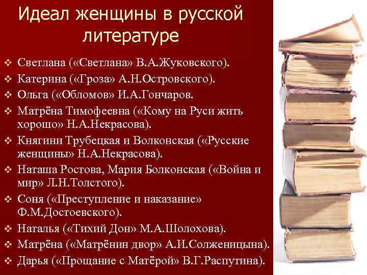 Идеал женщины в русской литературе v v v v v Светлана ( «Светлана» В.