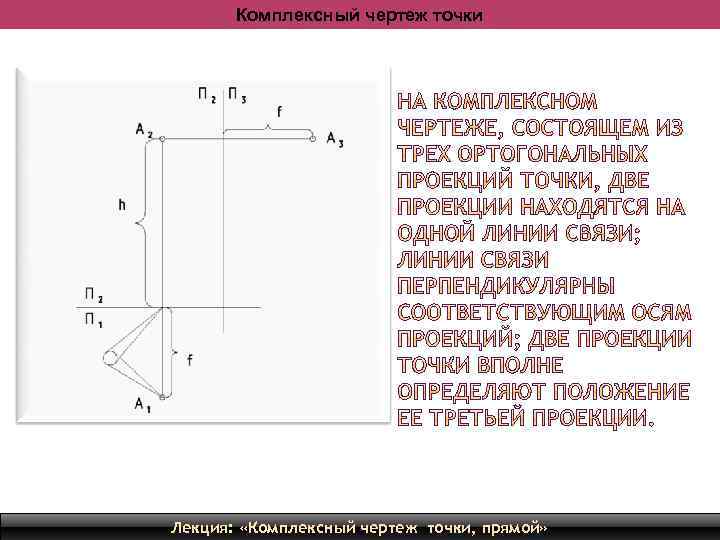 Комплексный чертеж точки Лекция: «Комплексный чертеж точки, прямой» 12 