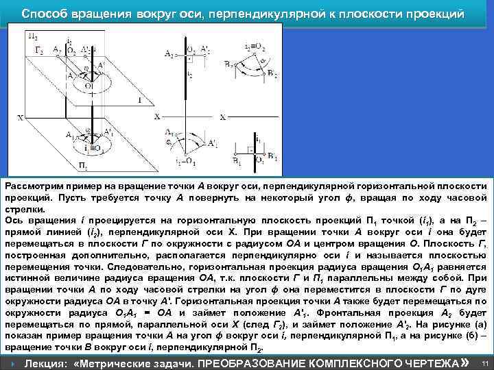 Перпендикулярно оси. Метод вращения вокруг оси перпендикулярной плоскости проекций. Способ вращения вокруг оси. Вращение вокруг оси перпендикулярной к плоскости проекций. Способ вращения вокруг осей перпендикулярных к плоскостям проекций.