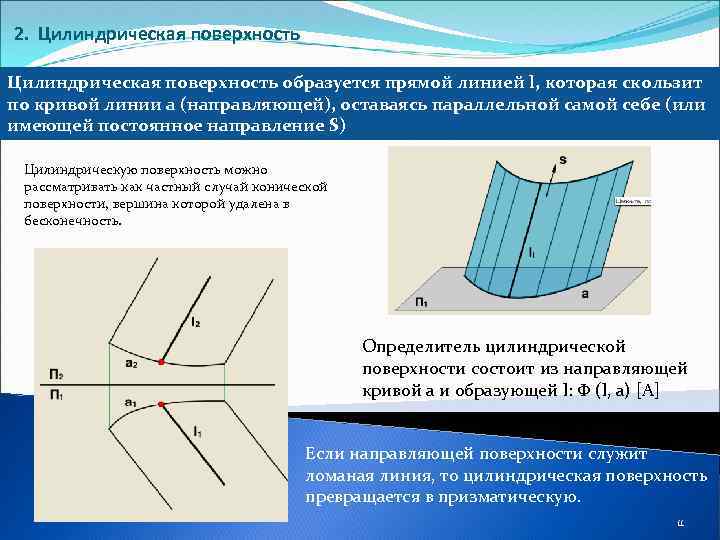 Цилиндрическую поверхность образуют. Направляющая цилиндрической поверхности. Цилиндрическая поверхность. Цилиндрическая поверхность направляющая линия. Определение цилиндрической поверхности.