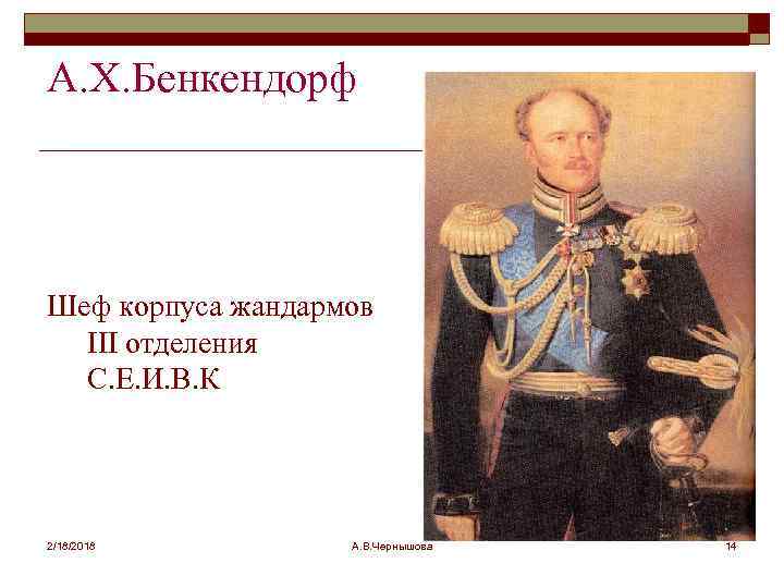А. Х. Бенкендорф Шеф корпуса жандармов III отделения С. Е. И. В. К 2/18/2018