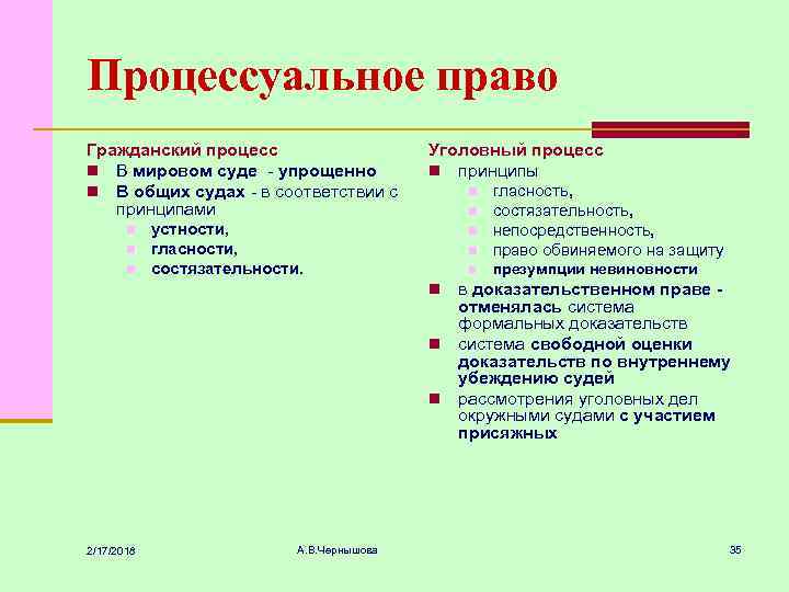 Процессуальное право Гражданский процесс n В мировом суде - упрощенно n В общих судах