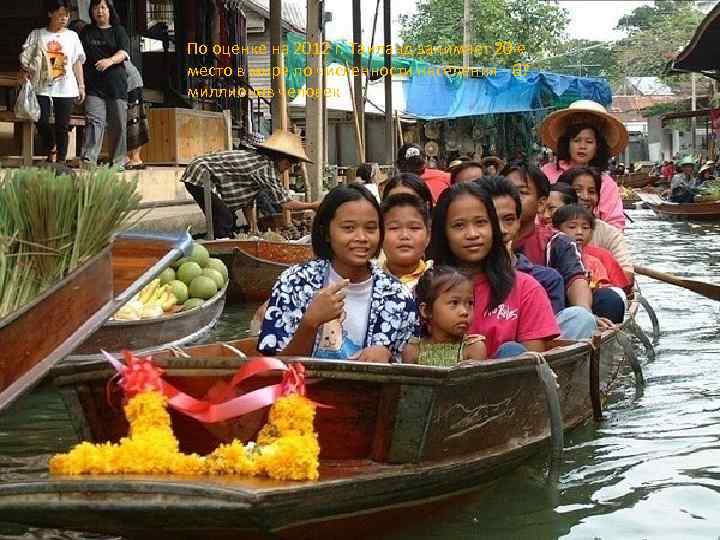 По оценке на 2012 г. Таиланд занимает 20 -е место в мире по численности