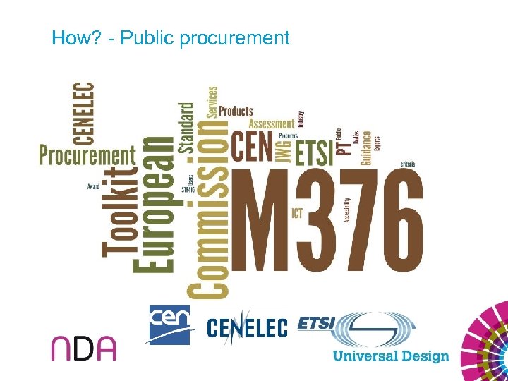 How? - Public procurement • Standardisation – Mandate 376 