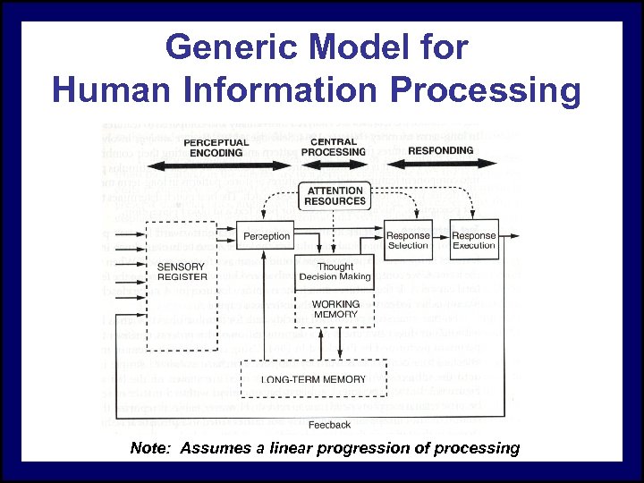 Generic Model for Human Information Processing Note: Assumes a linear progression of processing 