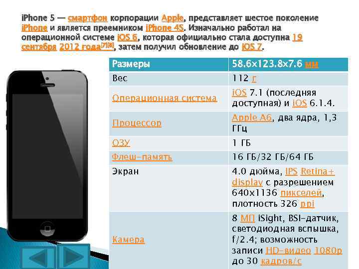 i. Phone 5 — смартфон корпорации Apple, представляет шестое поколение i. Phone и является