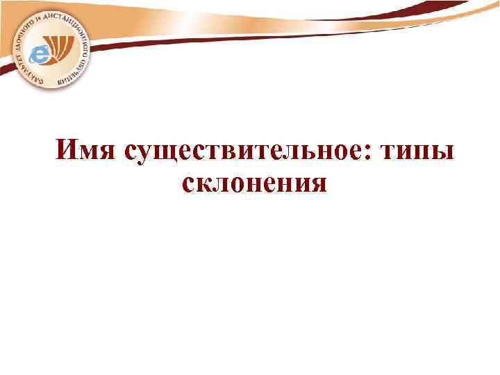 Имя существительное: типы склонения 