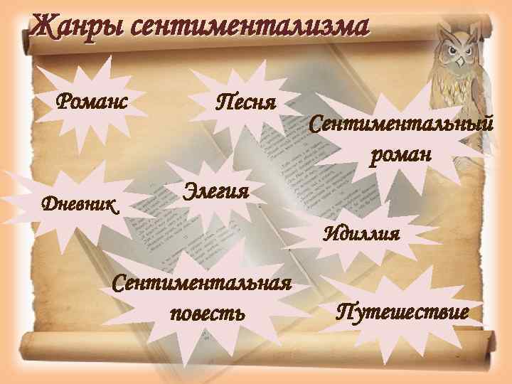 К какому литературному направлению можно. Жанры сентиментализма. Жанры сентиментализма в литературе. Литературные Жанры сентиментализма. Основные литературные Жанры сентиментализма.