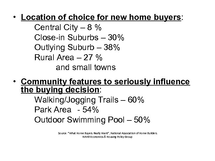  • Location of choice for new home buyers: Central City – 8 %