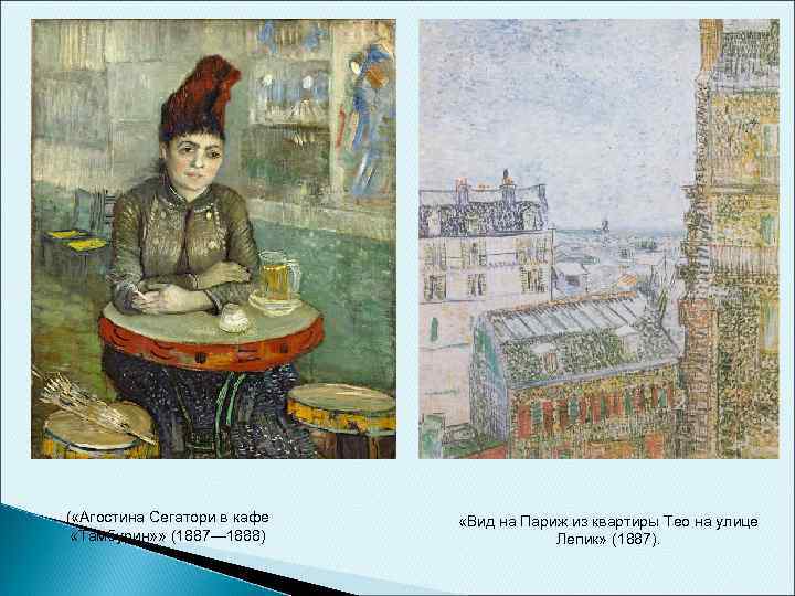 ( «Агостина Сегатори в кафе «Тамбурин» » (1887— 1888) «Вид на Париж из квартиры
