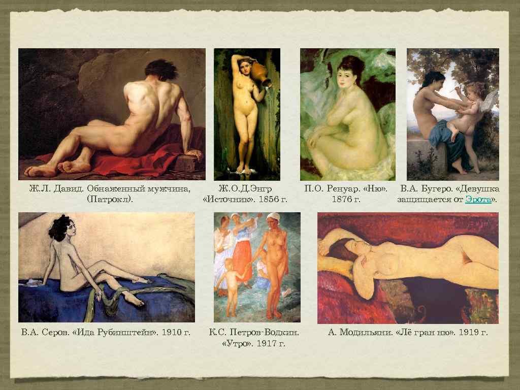 Ж. Л. Давид. Обнаженный мужчина, (Патрокл). В. А. Серов. «Ида Рубинштейн» . 1910 г.