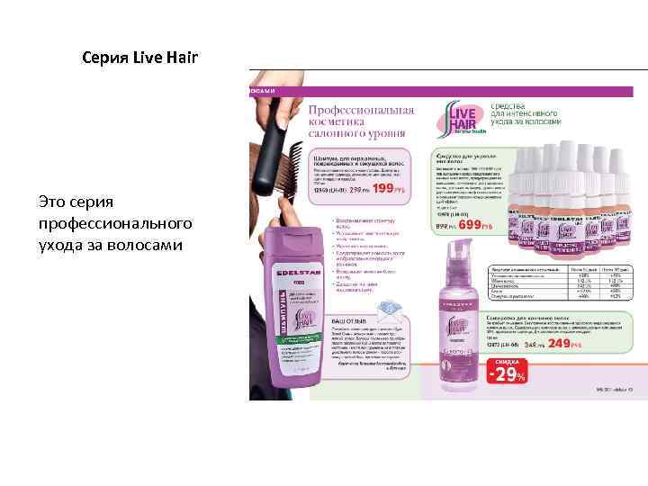 Серия Live Hair Это серия профессионального ухода за волосами 