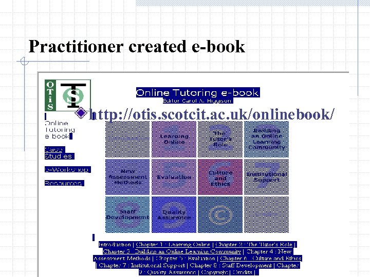 Practitioner created e-book http: //otis. scotcit. ac. uk/onlinebook/ 