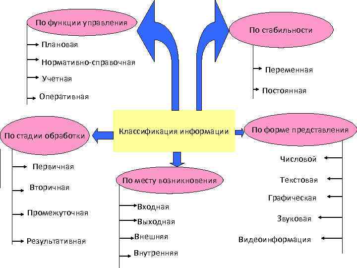 По функции управления По стабильности Плановая Нормативно-справочная Переменная Учетная Постоянная Оперативная По стадии обработки