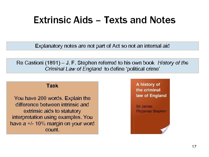 Extrinsic Aids – Texts and Notes Explanatory notes are not part of Act so
