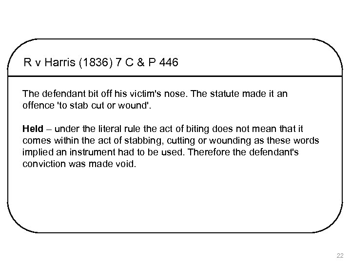 R v Harris (1836) 7 C & P 446 The defendant bit off his