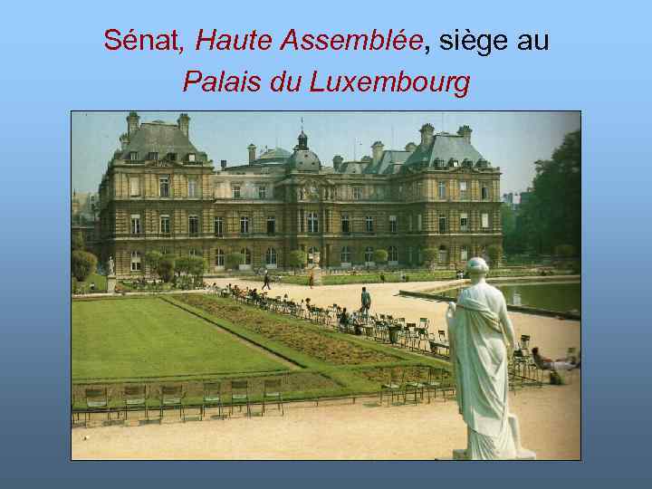 Sénat, Haute Assemblée, siège au Palais du Luxembourg 