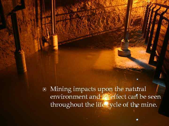  Mining impacts upon the natural environment and its effect can be seen throughout