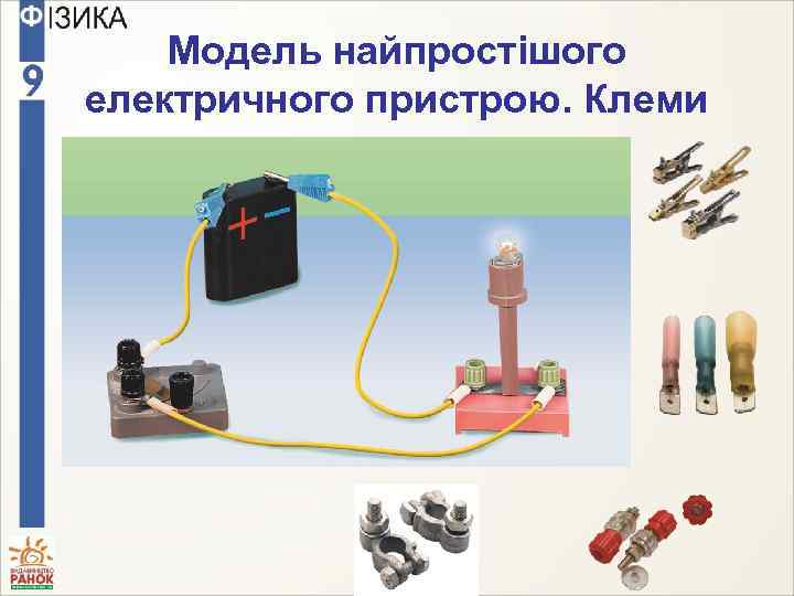 Модель найпростішого електричного пристрою. Клеми 