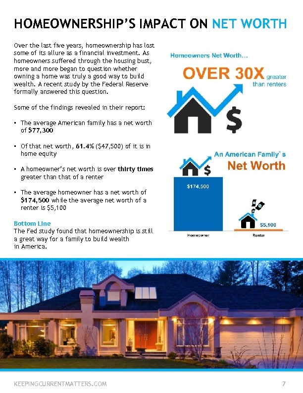 HOMEOWNERSHIP’S IMPACT ON NET WORTH Over the last five years, homeownership has lost some