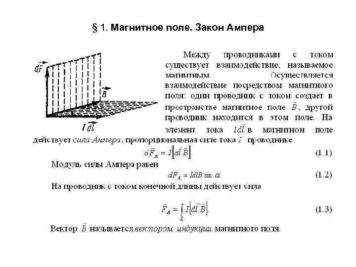 § 1. Магнитное поле. Закон Ампера 