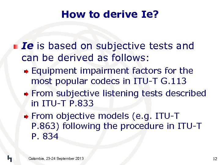 How to derive Ie? Ie is based on subjective tests and can be derived