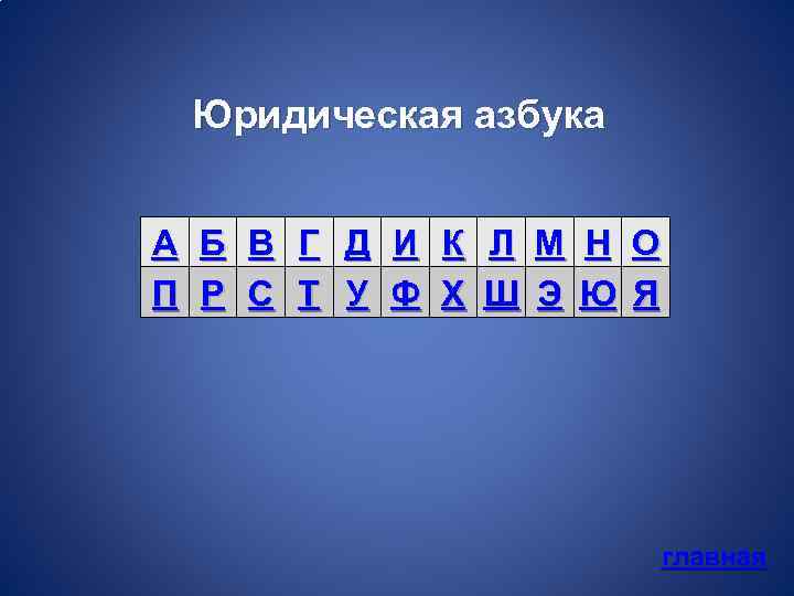 Юридическая азбука А Б В Г Д И К Л М Н О П