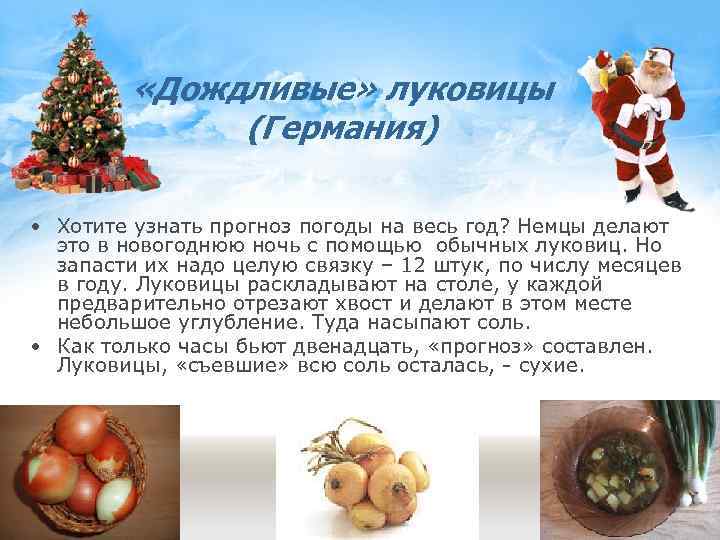  «Дождливые» луковицы (Германия) • Хотите узнать прогноз погоды на весь год? Немцы делают