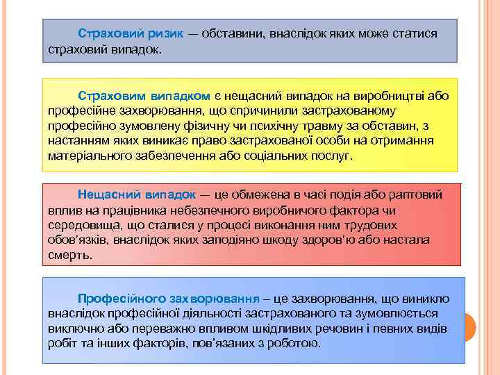 Страховий ризик — обставини, внаслідок яких може статися страховий випадок. Страховим випадком є нещасний