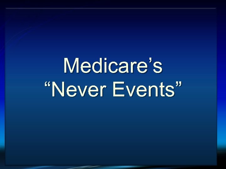 VTE and Cancer Medicare’s “Never Events” 