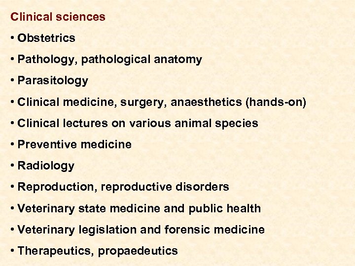 Clinical sciences • Obstetrics • Pathology, pathological anatomy • Parasitology • Clinical medicine, surgery,