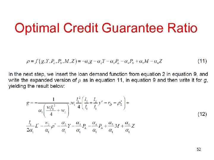 Optimal Credit Guarantee Ratio 52 