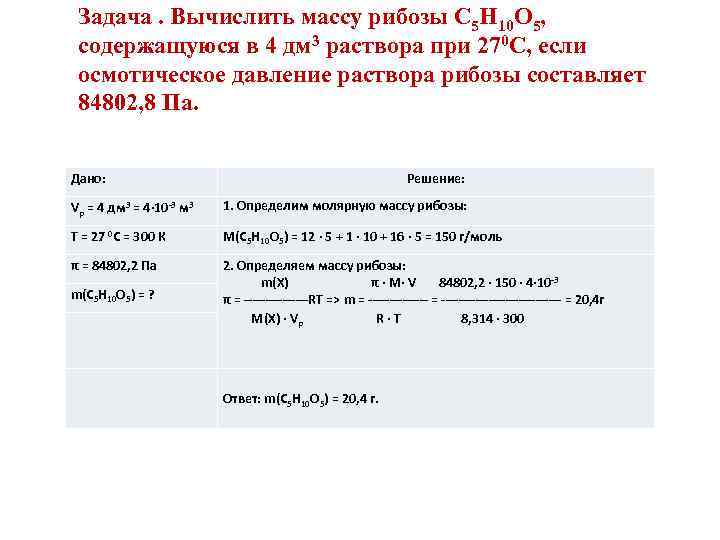 Рассчитайте массу г