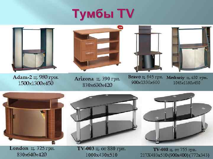 Тумбы TV Adam-2 ц. 980 грн. 1500 x 1300 x 450 London ц. 325