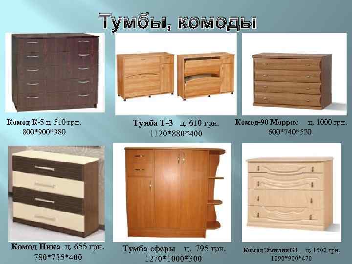 Тумбы, комоды Комод К-5 ц. 510 грн. 800*900*380 Комод-90 Моррис ц. 1000 грн. 600*740*520